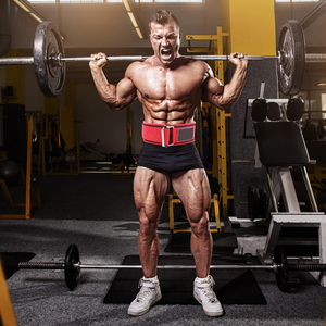 Ceinture de musculation en néoprène rouge avec fermeture à boucle, soutien de la taille réglable pour l'entraînement en force, design respirant unisexe - Product Image 6