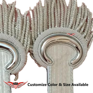 KEW Epaulettes Personalizadas Estilo Francés Vintage Napoleón de Lujo Ceremoniales Bordadas a Mano con Flecos de Hilo Plateado Ecológicos - Product Image 3