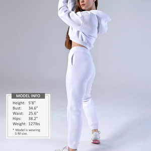 Custom <b>Womens</b> Cropped Sweatshirt Set Breathable <b>Fleece</b> <b>Jogger</b> Outfit Casual Activewear Wholesale Export Supply - Product Image 4