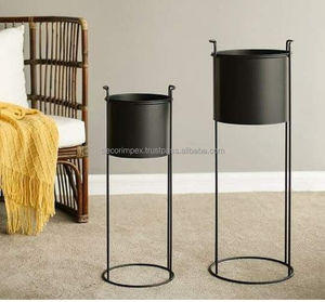 Pot de fleur moderne en fer noir avec support très attrayant nouveau design jardinière suspendue pour jardin - Product Image 2