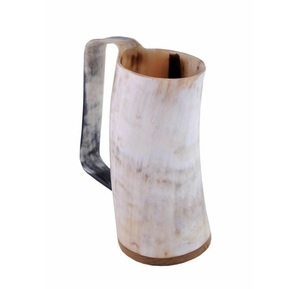 Jarra de Cerveza de Cuerno Natural con Base de Madera, Recipiente Vintage para Beber, Accesorio Novedoso para Bar - Product Image 6