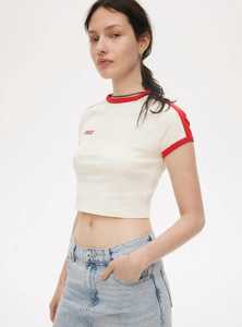 Camiseta de Verano Casual para Mujer, Corte Ajustado, Cuello Redondo, Manga Corta, Diseño Color Block, Tejido de Punto, 100% Algodón, Transpirable - Product Image 3