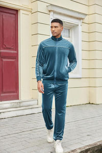 Conjunto Deportivo WARPRO INDUSTRY para Hombre, Color Verde Azulado, 100% Algodón, Manga Larga, Cuello Alto, Color Sólido, Informal, con Bolsillos Laterales y Cordón Ajustable - Product Image 2