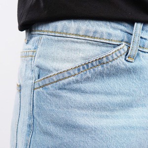 Jean en denim délavé coupe droite pour homme, taille mi-haute, coupe classique, en coton, style décontracté printemps, bleu clair - Product Image 6