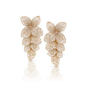 Pendientes de Oro Rosa con Forma de Flor y Cristales de Estrás, Joyería de Lujo para Mujer, para Bodas - Product Image 1