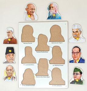 A and A Kreative Box - Rompecabezas Educativo de Madera con Figuras de Hombres Grandes de la India, 8 Personajes Históricos, Edades 3+, 31 x 24 cm - Product Image 3