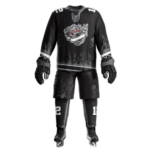 Ensemble d'uniformes de hockey sur glace sublimés avec maillot à manches longues et short assorti pour équipes 280g - Product Image 1