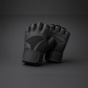 Gants de fitness unisexes à demi-doigts en cuir PU respirant avec sangle de poignet réglable pour la musculation et l'entraînement en salle de sport - Product Image 2