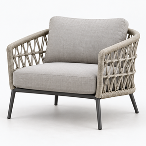 Conjunto de Sofá Moderno de Mimbre para Exteriores con Cojines Grises, Estructura Metálica y Mesa de Centro para Jardín, Patio y Terraza - Product Image 5