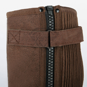 Genuine Leather Equestrian <b>Half</b> <b>Chaps</b> with Zipper Closure High Waist Full Length Unisex - Product Image 6