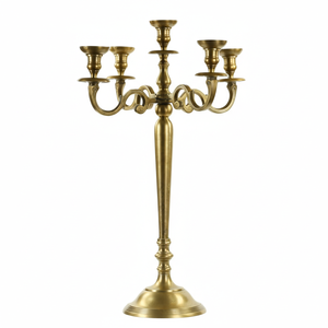 Candelabro de 5 Brazos para Decoración de Centros de Mesa, Chapado en Oro, Hecho a Mano, para Fiestas y Jardines - Product Image 1