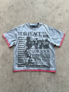 เสื้อยืดวินเทจผ้าฝ้ายเฟรนช์เทอร์รี่เนื้อนุ่มสองชั้น น้ำหนัก 340 กรัม พิมพ์ลายกราฟิก DTG คอกลม แขนสั้น สไตล์ดิสเทรส - Product Image 1