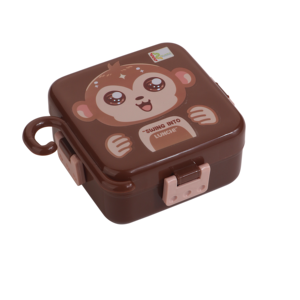 Cute Monkey Design Plastic <b>Lunch</b> <b>Box</b> For Children Single Compartment Portable Bpa Free Rectangle Shape Small Size - Product Image 1