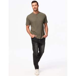 T-shirt en coton gaufré pour homme, manches longues, col rond, thermique, décontracté, léger, respirant, coupe ajustée, pull-over - Product Image 5