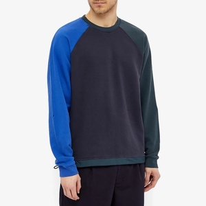 Sweat-shirt à col rond pour homme, à blocs de couleur, manches raglan, coupe classique, tricoté, décontracté, pour l'automne - Product Image 1