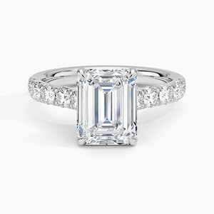 Bague BOJ 016 en argent 925, coupe émeraude, Anthology, demi-sertie de diamants, 2 carats, couleur D, VVS1, Moissanite certifiée GRA, prix bas - Product Image 1