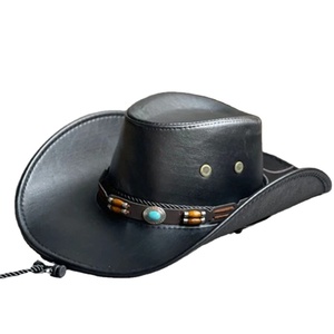 Sombreros de vaquero occidentales de piel sintética ajustables para mujeres y hombres, sombreros de vestir de caballero Vintage, gorra de Jazz de vaquera de Panamá, Sombrero para Hombre - Product Image 2