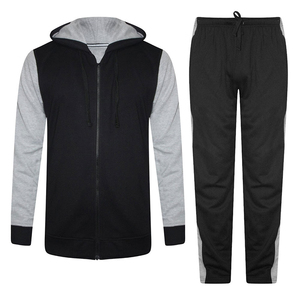 Ensemble de survêtement décontracté pour homme avec capuche, blocs de couleur, fermeture éclair, manches longues, pantalon de jogging uni, respirant, en polyester et coton, pour l'automne - Product Image 1