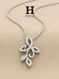 Elegant Botanical Vine Diamond Pendant Necklace 925 Sterling <b>Silver</b> Leaf Motif Pendant for Women Luxury Floral Jewelry - Product Image 1