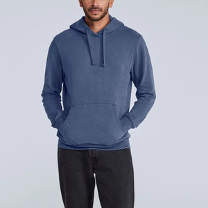 Sweat-shirt à capuche en molleton pour homme, coupe classique, couleur unie, avec poche, décontracté, pour l'automne, bleu, en coton tricoté - Product Image 4