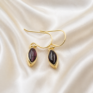 Boucles d'oreilles pendantes en argent sterling 925 avec grenat, faites à la main, en forme de marquise, plaquées or rose et or jaune, cadeau pour femme - Product Image 4