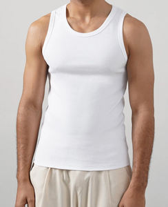 Camisetas sin Mangas Más Vendidas en 2026, Camiseta Deportiva con Logotipo Bordado Personalizado, Camiseta Negra de Tela de Punto Waffle 100% Algodón para Hombre - Product Image 5