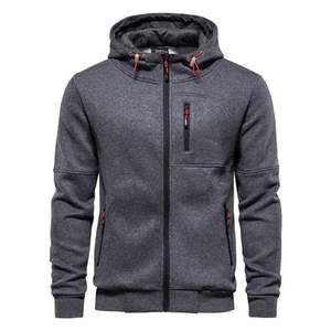 Sweat-shirts à capuche pour hommes de haute qualité, doublés en polaire tricotée, écologiques, couleur unie, fermeture éclair intégrale, polyester/coton - Product Image 6