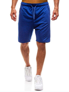 Shorts Bermuda en tricot uni pour homme, taille mi-haute, cordon de serrage, décontracté, taille élastique, respirant, en coton - Product Image 3