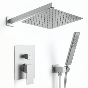 Sistema Doccia Maschio NPT in Nichel Spazzolato con Soffione a Pioggia da 10 Pollici e Set Rubinetto a Maniglia per Bagno e Vasca - Product Image 4