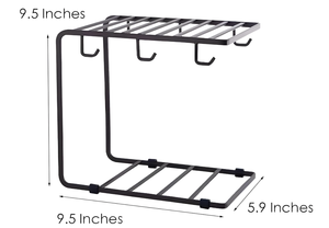 Metal Cup and Plate <b>Stand</b> with Hooks Utensil Rack Space Saving <b>Dish</b> Organizer for Kitchen - Product Image 3