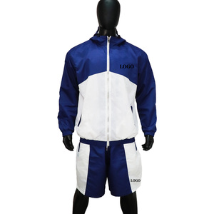 Ensemble court coupe-vent personnalisé avec logo, en nylon, poids moyen, 100 % polyester respirant, à capuche, fermeture éclair, style streetwear décontracté, pour l'automne - Product Image 2