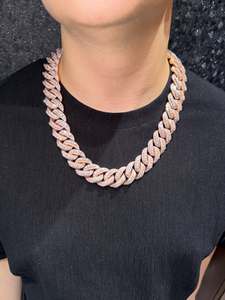 สร้อยคอเงินแท้ 925 ประดับมอสซาไนต์ แบบ Cuban Link สไตล์ฮิปฮอป สำหรับผู้ชาย งานสั่งทำได้ สไตล์สตรีทแฟชั่น ขายส่ง เครื่องประดับ GRA - Product Image 3
