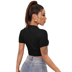 Top Corto para Mujer, Estilo Coreano Moderno, Transpirable, de Algodón Suave, para Todas las Temporadas, Elegante, Juvenil, Casual y Elegante - Product Image 2