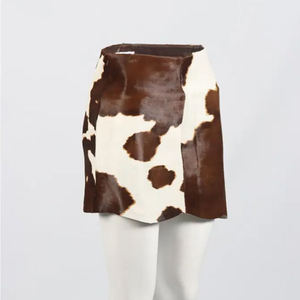 Women's Leather Handmade Mini <b>Skirt</b> <b>Cow</b> <b>Print</b> Shiny Straight Casual Regular Waist All Seasons In-Stock Items - Product Image 4