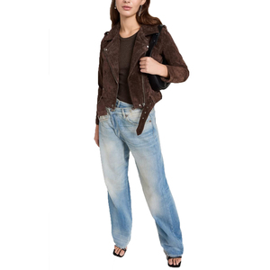 Women's Genuine <b>Leather</b> Moto <b>Jacket</b> Turn-down Collar Zipper Closure Full Sleeve <b>Brown</b> Color Regular Fit <b>Leather</b> <b>Jacket</b> for Women - Product Image 6