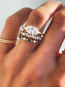 Bagues de fiançailles en diamant 2 carats taille marquise, cultivées en laboratoire, sertissage à griffes, or massif 14k 18k, solitaire moderne pour demande en mariage, bande de 1,67 mm - Product Image 5