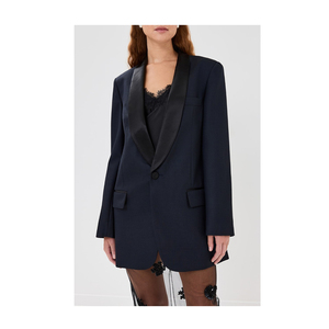 Blazer Clásico de Oficina para Mujer, Elegante, Azul Marino, con un Solo Botón y Acolchado - Product Image 2