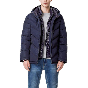Chaqueta de burbujas azul marino para hombre, con cierre de cremallera, impermeable, transpirable, de secado rápido, para invierno, corte regular, no tejida - Product Image 4