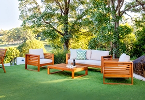 Ensemble de canapés modernes faits à la main en bois d'eucalyptus pour l'extérieur 2 places sièges profonds et coussins moelleux pour cours, hôtels et villas fabriqués au Vietnam - Product Image 6