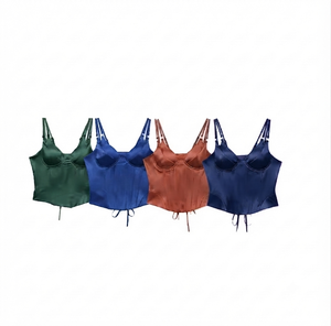 DROGEN EXPORT – Nouveau Corset Court Décontracté en Satin pour Femme, Couleur Unie, Sans Manches, Bretelles Réglables, Dos en Dentelle, Idéal Soirées et Clubs - Product Image 1