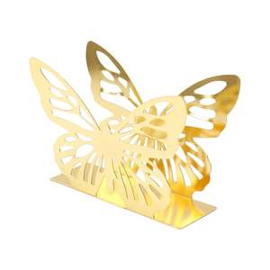 Anneaux de serviette en métal doré en forme de papillon 12x9.3x4 cm, centre de table décoratif pour dîner et mariage - Product Image 2