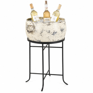 Galvanized Metal Beverage Tub with Stand Outdoor Ice Bucket <b>Cooler</b> for Parties BBQ Events Rustic Silver <b>Drink</b> Holder - Product Image 1