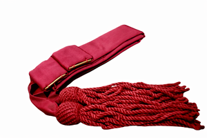 Ceremonial Waist Sash Belt Maroon <b>Red</b> Formal Dress Accessory with Matching <b>Red</b> Tassels Decorative Costume Parade Style Sash - Product Image 2