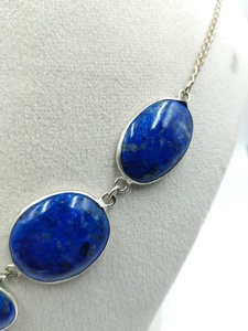 Collar de Ágata Natural con Cadena de Eslabones Chapada en Plata y Latón Hecha a Mano, Estilo Bohemio de 22 Pulgadas para Mujer, para Bodas o Uso Diario - Product Image 3