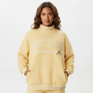 เสื้อสเวตเชิ้ตคอเต่าขนาดใหญ่ของสโมสรกีฬาฮาร์วาร์ดสำหรับผู้หญิง สีเขียว ผ้าฝ้ายถัก แขนยาว สำหรับใส่ในฤดูใบไม้ร่วง - Product Image 3