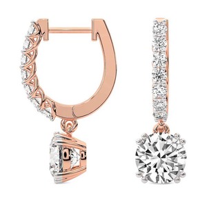 Clásicos y Elegantes Pendientes Colgantes de Oro Sólido de 14k/18k con Diamantes de Laboratorio de Moda con Engaste de Puntas Divididas, Calidad VS1, Joyería para Mujer - Product Image 6