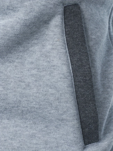 Sweat-shirt à capuche gris pour homme, coupe classique, en molleton tricoté coton-polyester, décontracté, pour l'hiver, respirant, avec boutons et fermeture éclair latérale - Product Image 5
