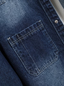 2026 Spring Men <b>Denim</b> Shirt Jacket Casual Vintage Slim Long Sleeve Multi Pockets Breathable Fashion Classic Blue <b>Coat</b> 100% - Product Image 6