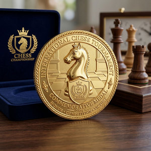 Pièce de défi Échecs Chevalier |   Médaille commémorative du tournoi |   Logo personnalisé en zinc plaqué or |   Couleur et taille personnalisées |   Récompense événementielle - Product Image 1