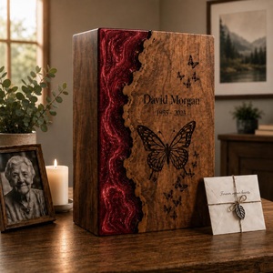 Personalized Natural Wood Finish Eco-Friendly Durable Wooden Cremation Urn 200-220 Cubic Inch Capacity <b>Memorial</b> <b>Box</b> - Product Image 5